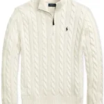 RL Cable Half Zipper Off-White